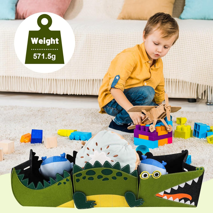 3Pcs Spielzeugkiste aus Filz Aufbewahrungsbox Kinder Spielzeug Box Krokodil Faltbare Spielzeug Aufbe