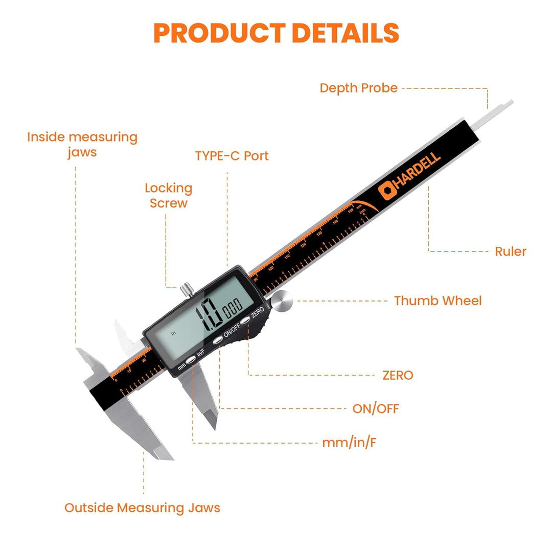 Messschieber Digital 150mm 6 Inch-Rechargeable, 6 Inch-Rechargeable