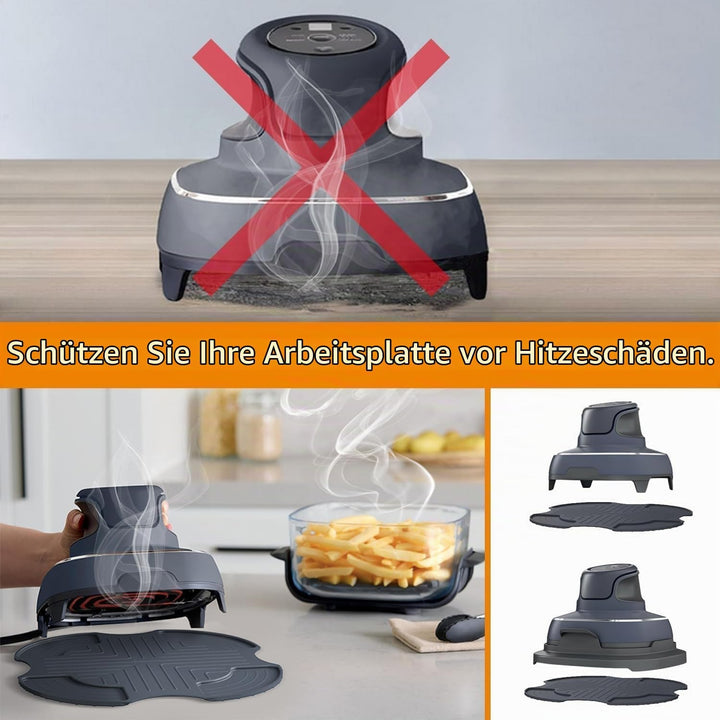 2 Stück Airfryer Zubehör für Ninja Crispi FN101EU, Edelstahl Spritzschutz + Silikonmatten für Ninja