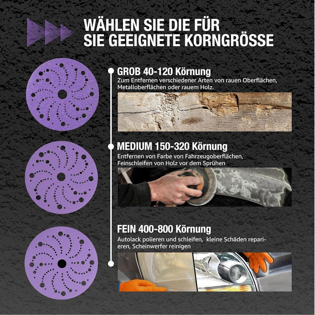 Poröses Schleifscheiben 150mm Klett 80 Körnung Schleifpapier Blau Keramik Schleifscheiben 50 Stück E