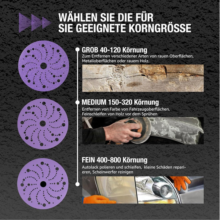 Poröses Schleifscheiben 150mm Klett 80 Körnung Schleifpapier Blau Keramik Schleifscheiben 50 Stück E