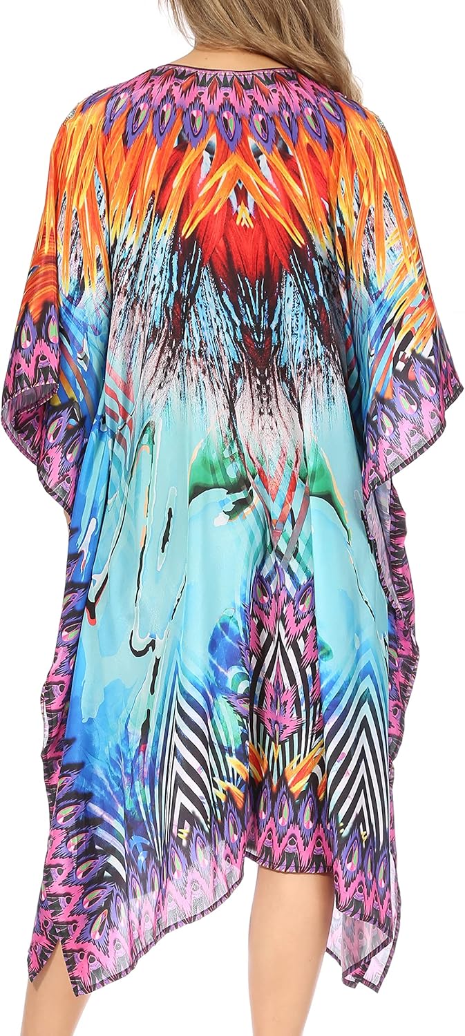 Sakkas Kristy lang hoch Leichte Kaftan Kleid/Vertuschung mit V-Ausschnitt Juwelen Einheitsgrösse 171