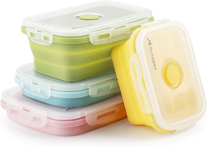 Faltbare Frischhalteboxen 4 PCS Faltbare Frischhaltedosen, Platzsparende Lunchbox für Camping Büro S