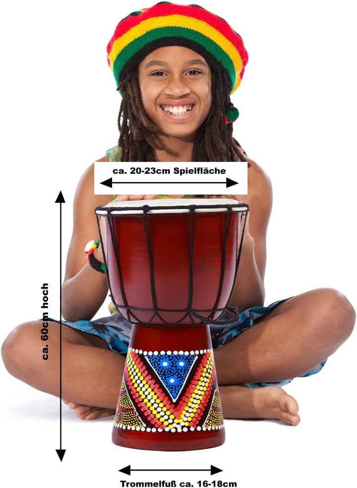 60cm Djembe Trommel Bongo Holztrommel Drum Darbuka Guter Klang Bunt bemalt