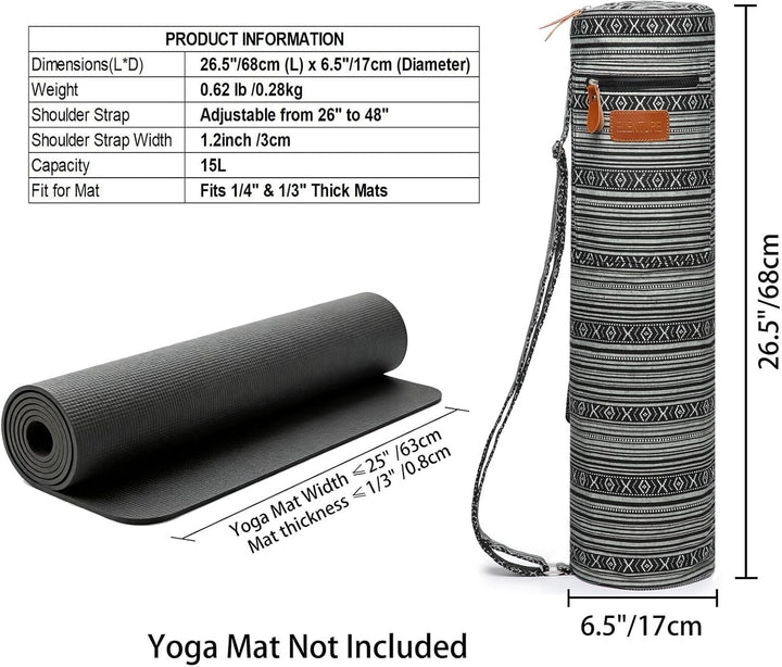 Yogamatten-Tasche, Yogamatten-Tragetasche mit durchgehendem Reissverschluss, für Damen und Herren, m