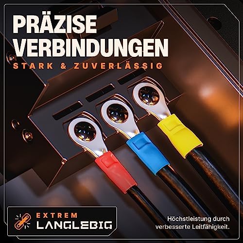 BAURIX® Crimpzange mit 6 Wechselbacken &amp; Abisolierzange inkl. 700 Kabelschuhe fur 0,5–6 mm² Kabel –