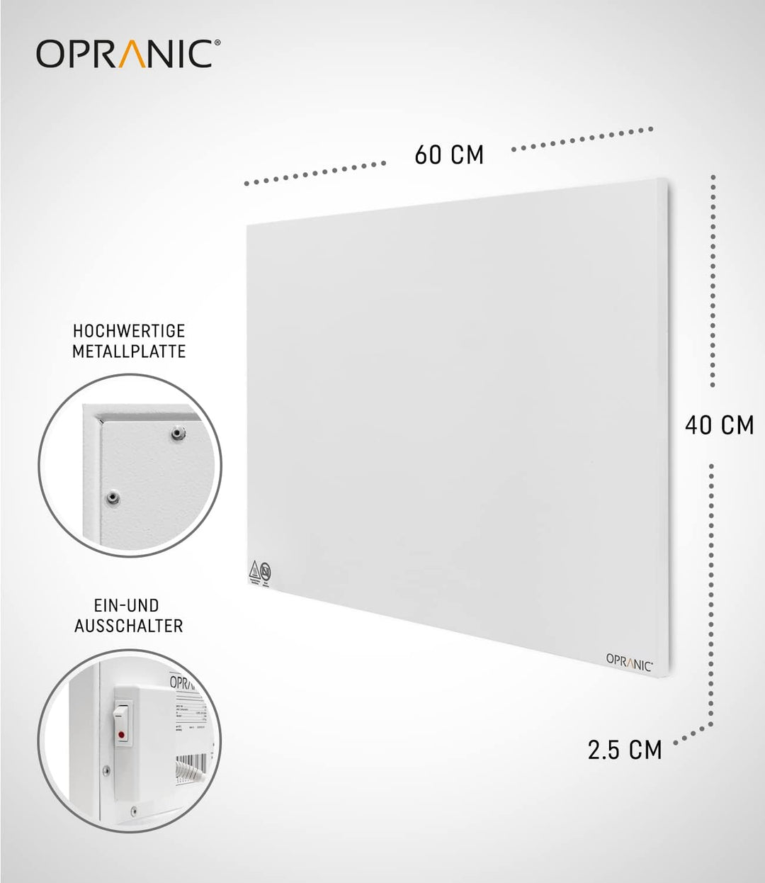 OPRANIC P5 Premium Infrarotheizung | 5 Jahre Garantie | Infrarot Wandheizung, Infrarotheizung Decken