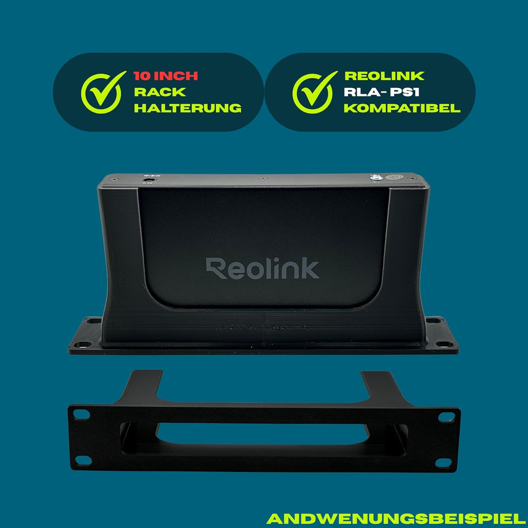 10-Zoll Rackmount Halterung für Reolink PoE Switch RLA-PS1, Schwarz, Made in Germany, Einfache Insta