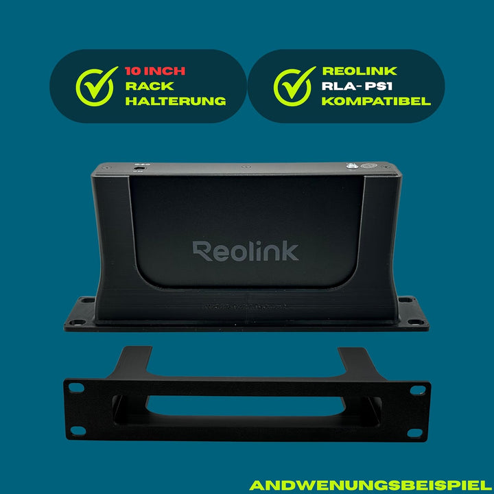 10-Zoll Rackmount Halterung für Reolink PoE Switch RLA-PS1, Schwarz, Made in Germany, Einfache Insta