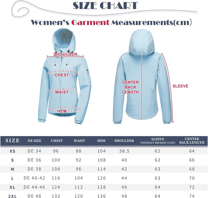 33,000ft Softshelljacke Damen Wasserdichte Atmungsaktive Warme Winterjacke Fleece Übergangsjacke Win