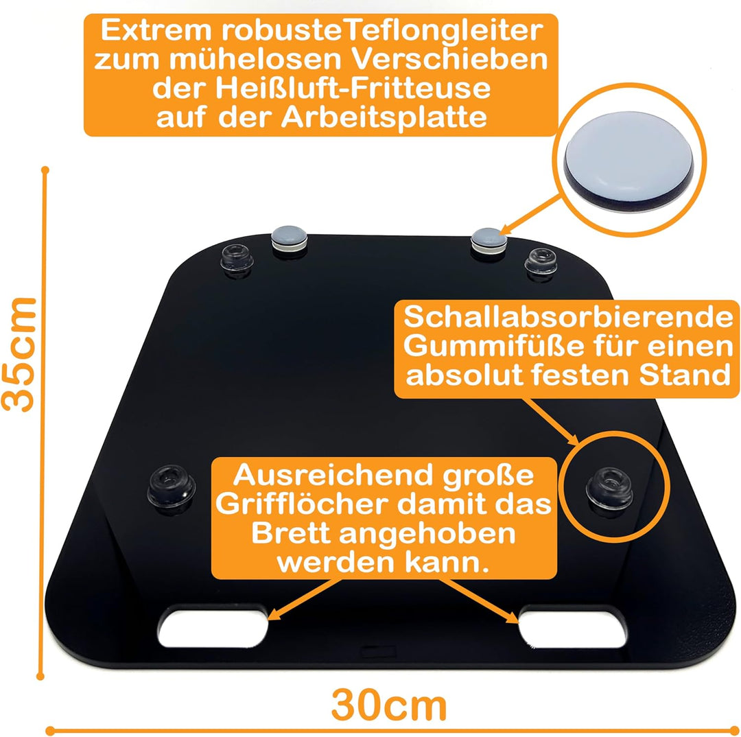 Gleitbrett aus Acryl für COSORI Heissluftfritteuse 5,5l CP158-AF | schwarz | 35x30cm | hochwertige T