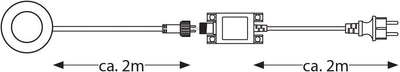 ledscom.de LED Gartenleuchte ALF chrom matt mit Erdspiess und Trafo für aussen, IP44, 70lm, warm-wei