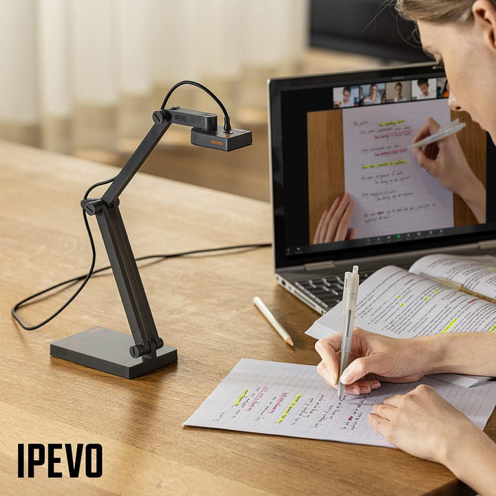 Dokumentenkamera IPEVO V4K PRO Ultra HD USB mit KI-gestütztem Mikrofon, für Visualisierung im Klasse