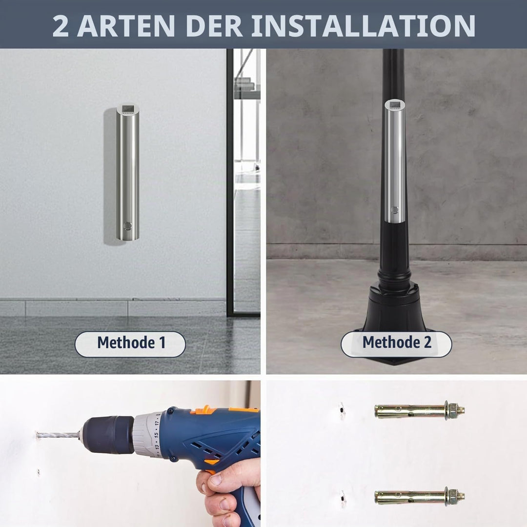 48cm Vertikaler Mülleimer aus Edelstahl, Wandmontierter Küchenabfalleimer mit Schlüssel, Abfallbehäl