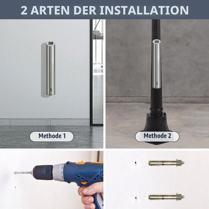 48cm Vertikaler Mülleimer aus Edelstahl, Wandmontierter Küchenabfalleimer mit Schlüssel, Abfallbehäl