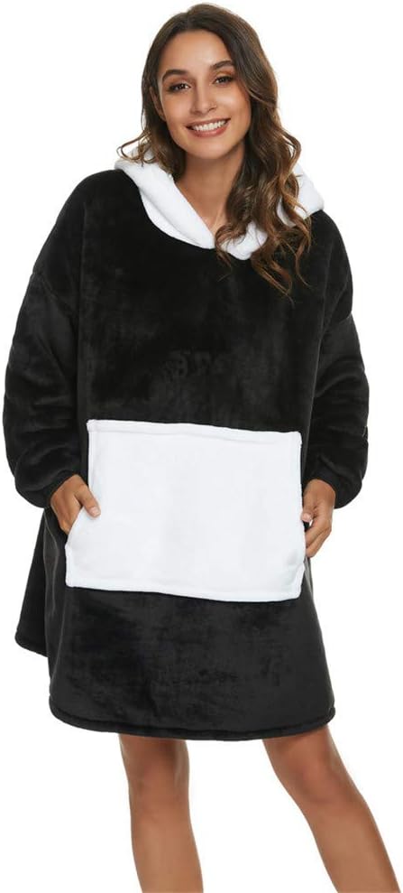 chuangminghangqi Übergrosses Hoodie Decken-Sweatshirt Warm Plüsch Taschen-Decke Kapuzenpullover für