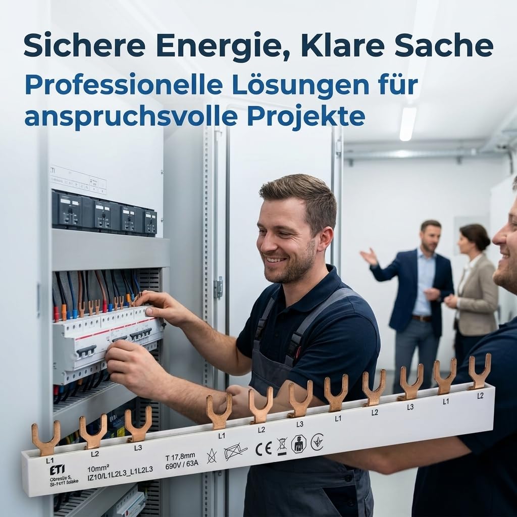 ETI Phasenschiene mit Gabelanschluss 10 mm² - 3-polig - 63A - isoliert - Reihenschiene Sammelschiene