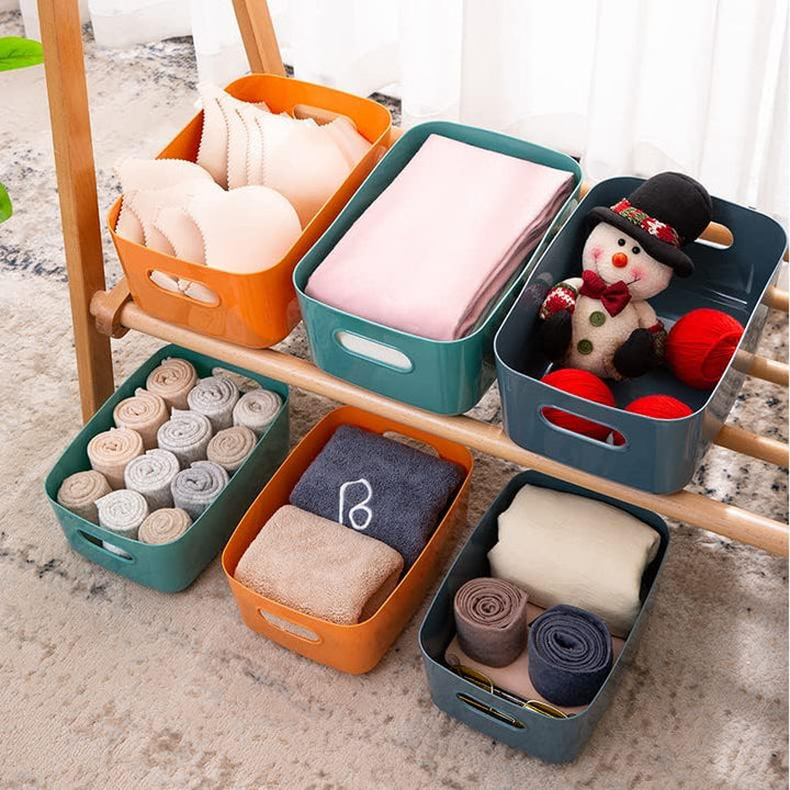 10 Stück Kunststoff Aufbewahrungsboxen,Mehrere Farben Organisation Aufbewahrungskörbe für Küche,Schr