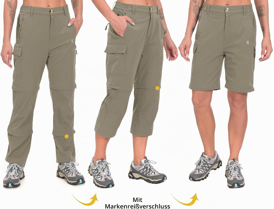 Little Donkey Andy Wanderhose Damen Zip Off Stretch Cabrio Softshellhose Schnell Trocknende mit Reis
