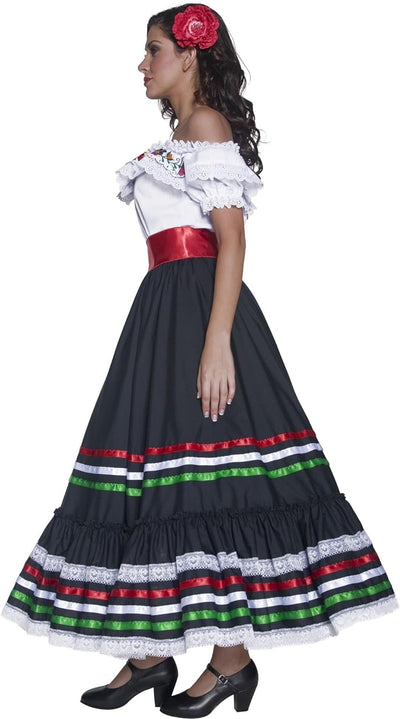 Authentische Western Kollektion Sexy Senorita Kostüm mit Kleid und Schärpe , Large, M