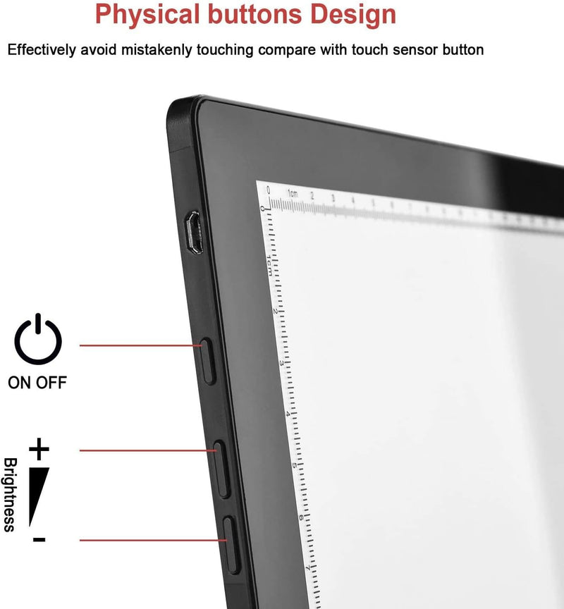 IMAGE Leuchttisch A4 Led Pad magnetisches Zeichenbrett dimmbarer Leuchtkasten mit Drucktaste Copy Bo