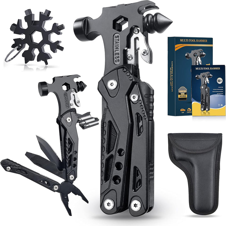 WayinTop Werkzeug Geschenke für Männer, 37 in 1 Taschenwerkzeug Multi-Tool Hammer mit Schneeflocken