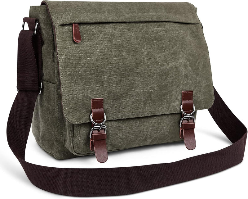 DORRISO Herren Umhängetasche Mode Schultertasche Leinwand Schultertaschen für 13.3 Zoll Laptop Kurie