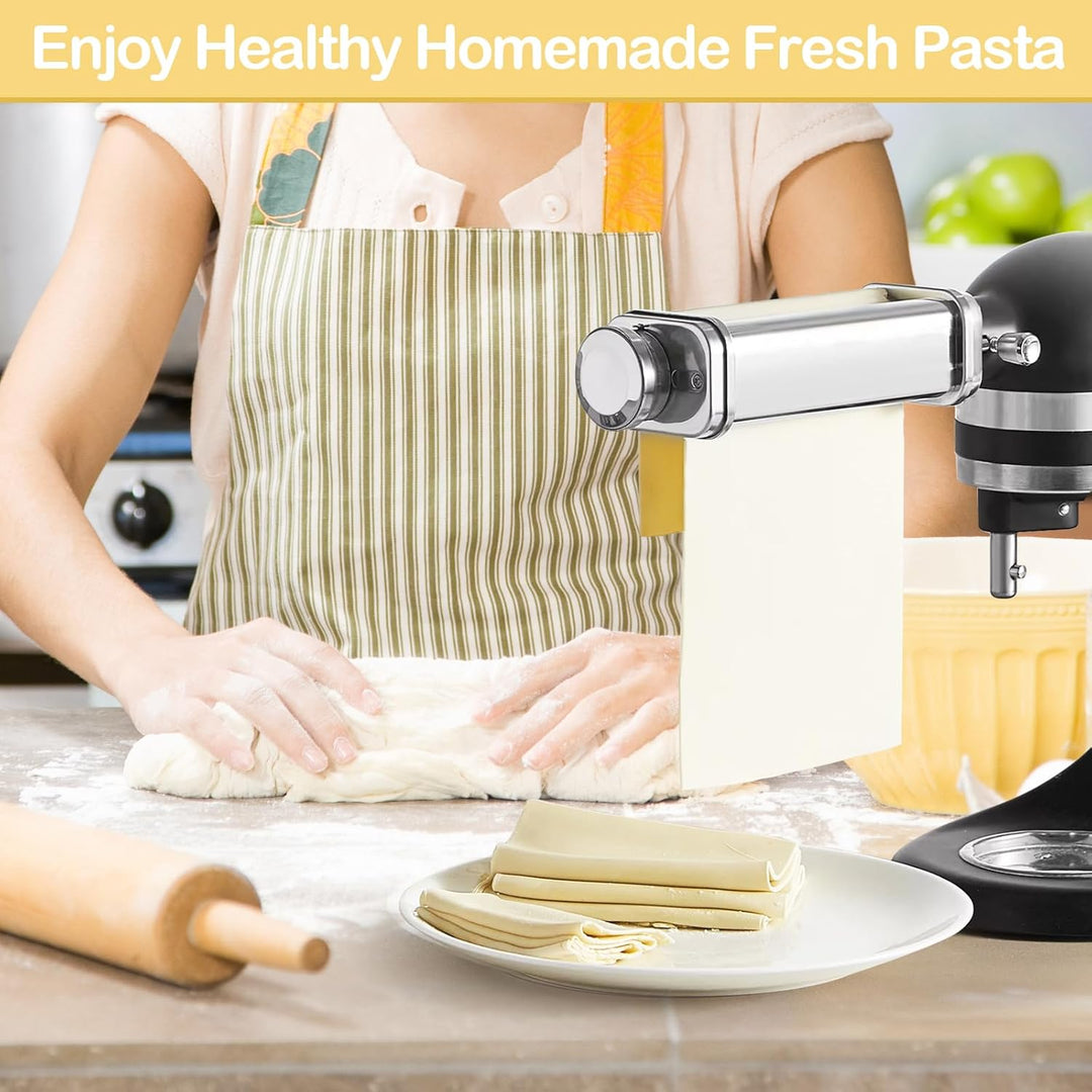 Nudelaufsatz aus 304 Edelstahl passend für Kenwood Küchenmaschine, Pasta Maker Zubehör mit Drehknopf