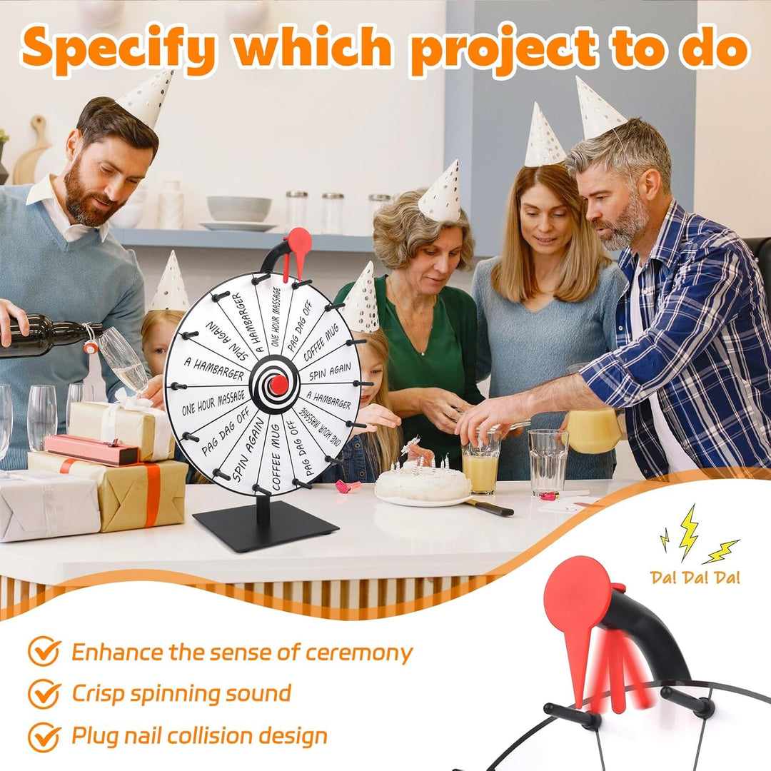 Glücksrad zum Drehen, 30cm Glücksrad zum Selbstgestalten mit 14 Slots, Roulette-Spinner des Glücks,