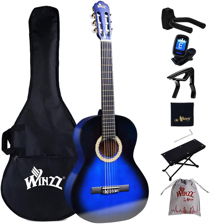 Winzz Konzertgitarre 4/4 Anfänger Set - 39 Zoll Klassische Gitarre Kit mit Nylonsaiten für Erwachsen