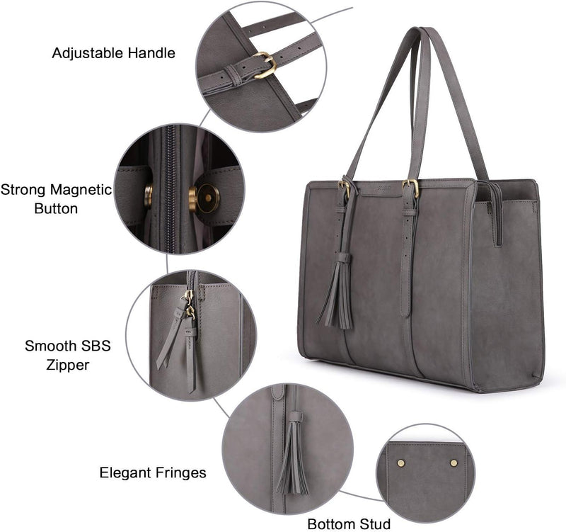 ECOSUSI Laptoptasche 15,6 Zoll Aktentasche Damen Gross Handtasche Business Arbeitstasche Bürotasche