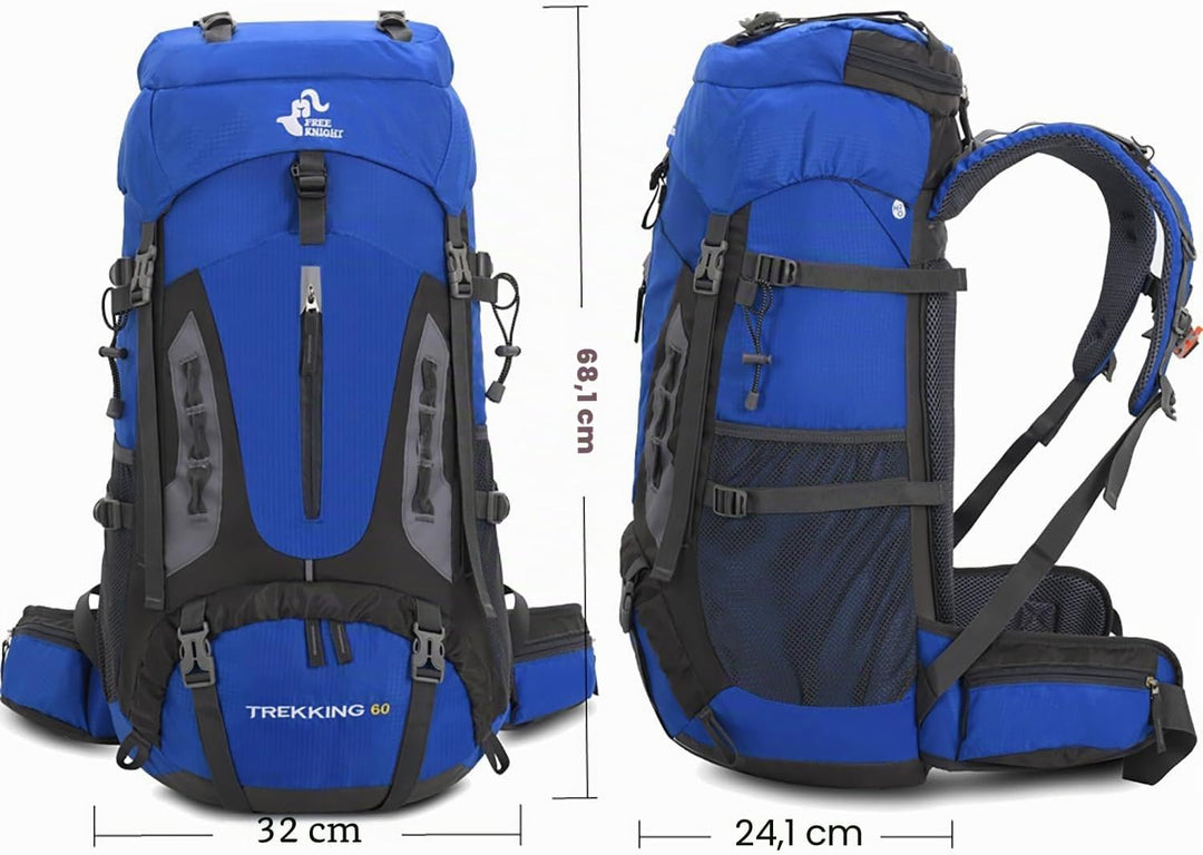Bseash 60 l wasserdichter leichter Wanderrucksack mit Regenschutz, Outdoor-Sport, Reisen, Tagesrucks