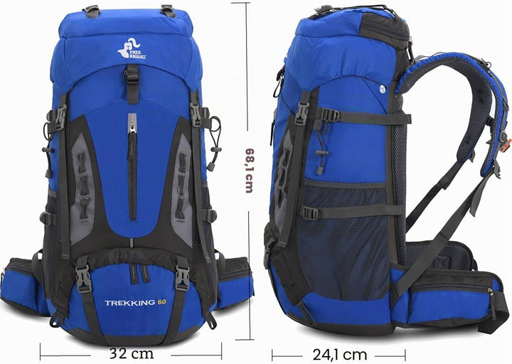 Bseash 60 l wasserdichter leichter Wanderrucksack mit Regenschutz, Outdoor-Sport, Reisen, Tagesrucks