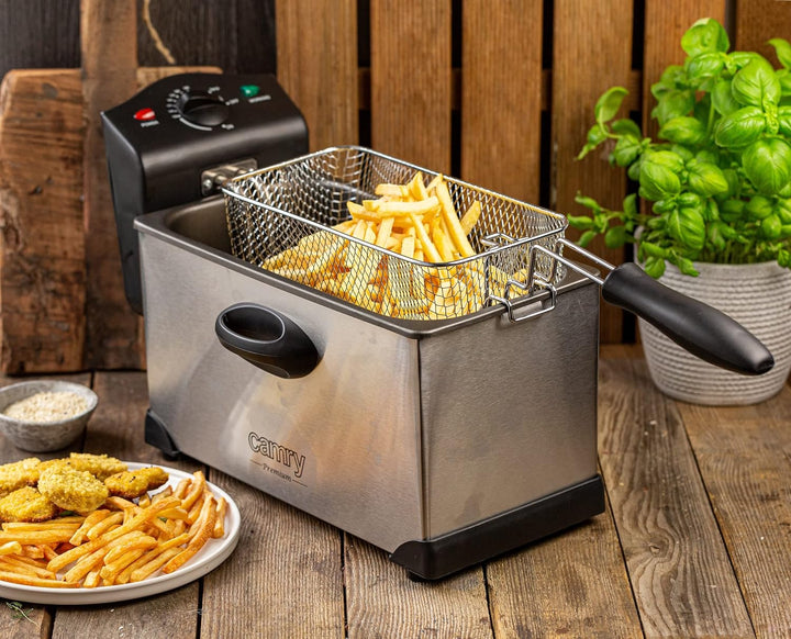 JUNG CAMRY CR4909 Fritteuse mit Öl 3L, automatische Abschaltung, 2000W, Friteuse mit fett, Temperatu