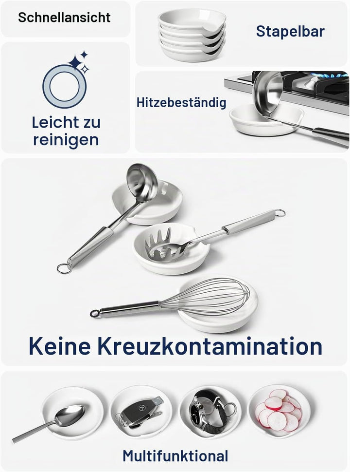 LE TAUCI Löffelablage Keramik für die Küche, 12,2 cm Kochlöffelablage für Teelöffelablage, Herd, Koc