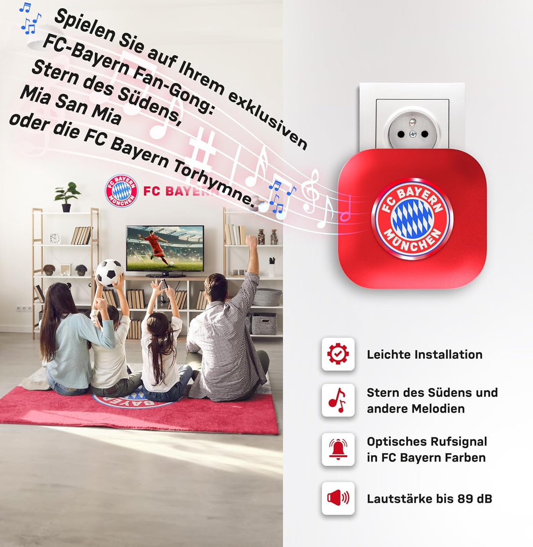 Heidemann Funkgong-Set FC Bayern München, Stern des Südens, FCB, bis 89 dB, wetterfest, inkl. Batter