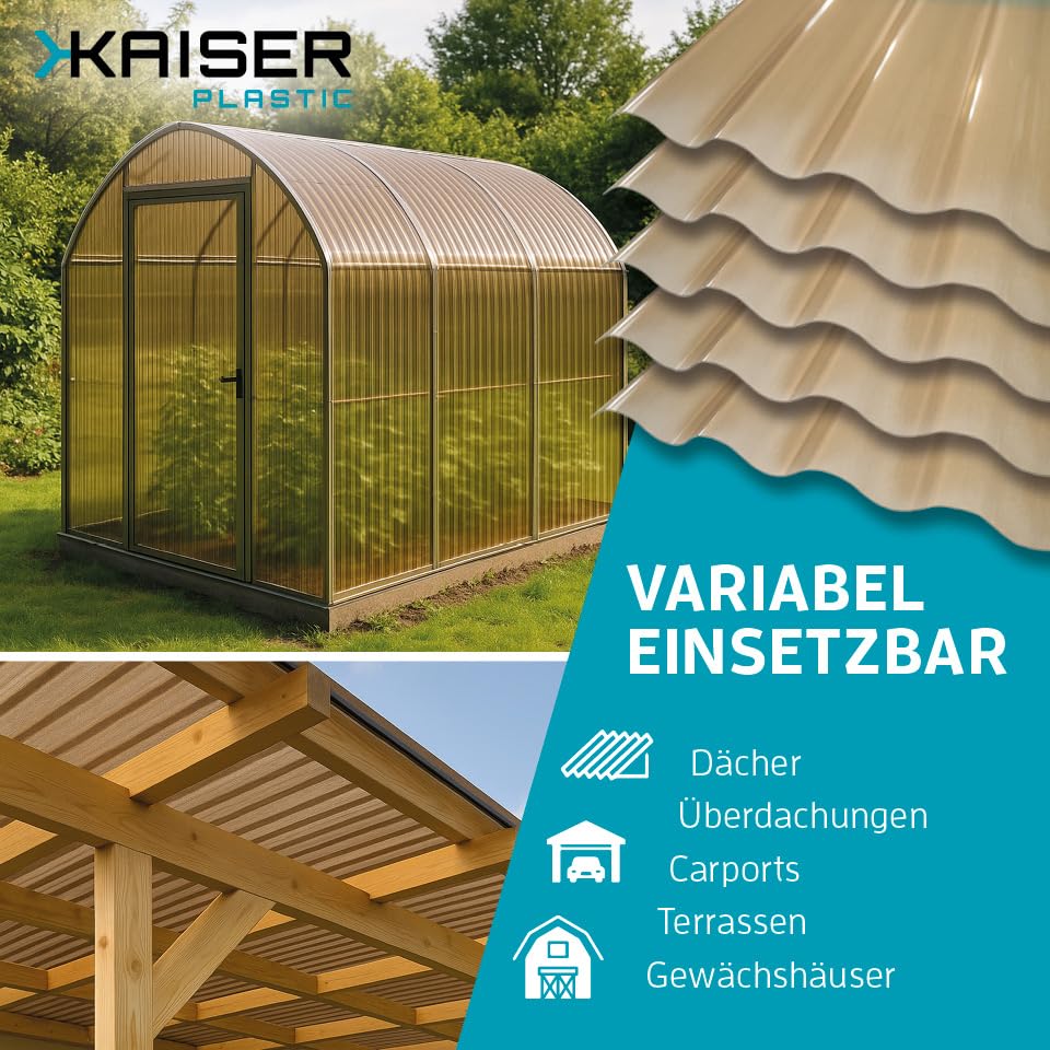 KAISER plastic® Wellplatten Bronze | Wellplatten Dach, Welldach Kunststoff | Dachplatten wetterfest