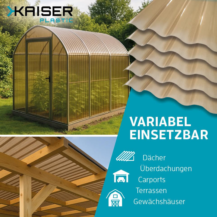 KAISER plastic® Wellplatten Bronze | Wellplatten Dach, Welldach Kunststoff | Dachplatten wetterfest