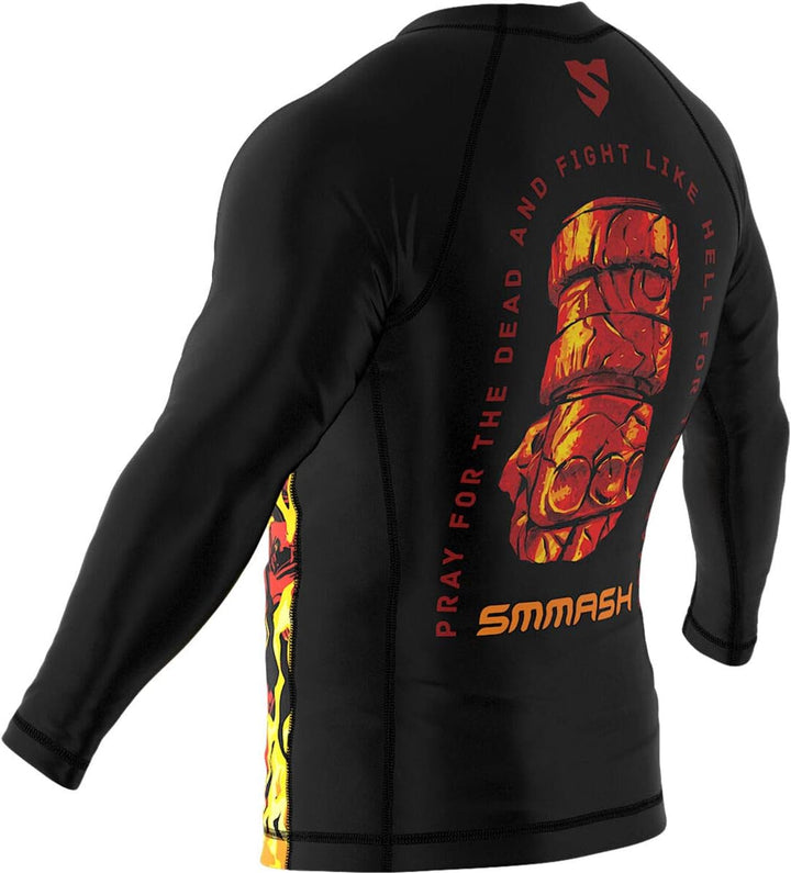 SMMASH Langarmes Rashguard für Herren, Funktionsshirt MMA BJJ Kickboxen Thai Box Cross-Training Fitn