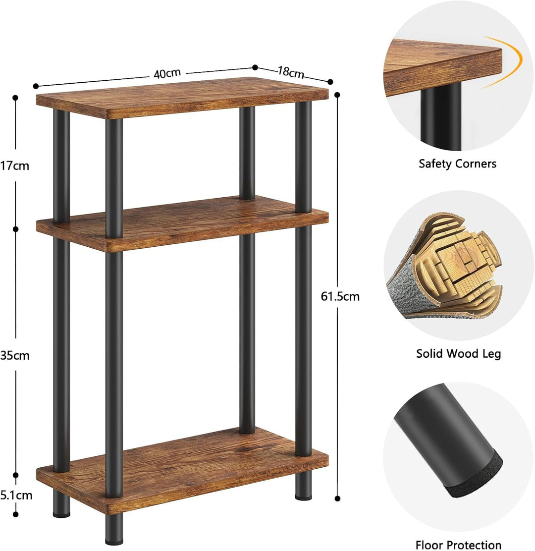 APICIZON Beistelltisch Schmal 3 Tier Beistelltisch Holz, 40x18x61.5CM, Nachttisch Schmal mit Staurau