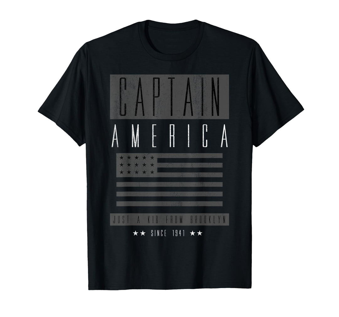 Mens Marvel Captain America Kid From Brooklyn Street Wear T-Shirt 3XL Black