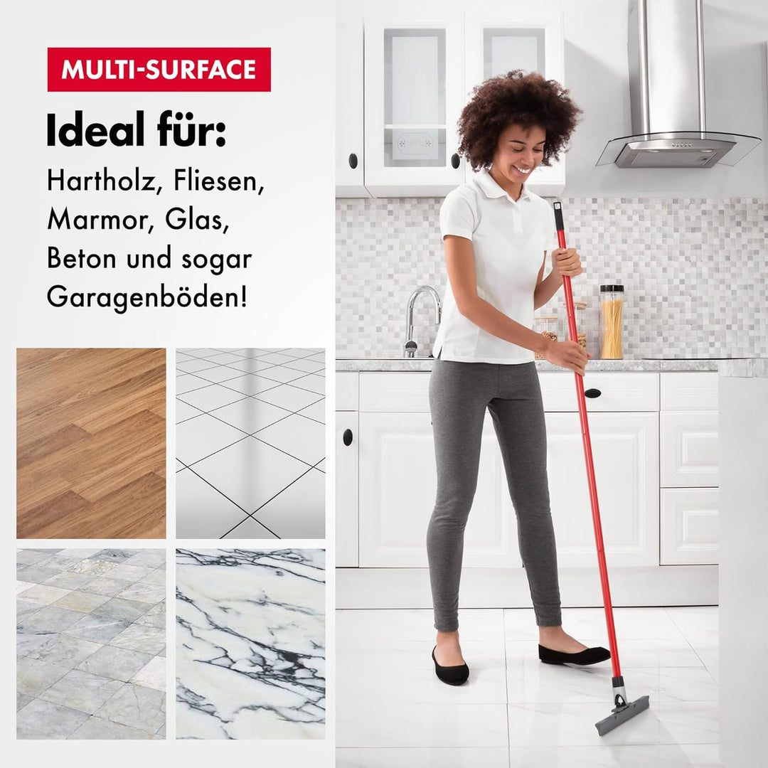 Wasserabzieher - Wasserschieber Mit Extra Langlebiger 30cm Silikon Lippe, 4 Teile Griff 140 CM, Flex