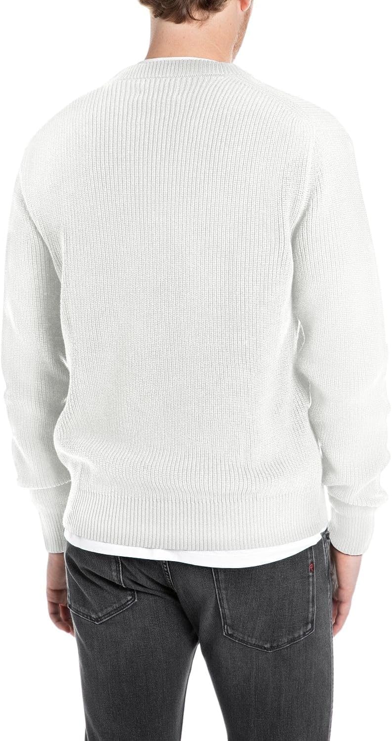 Replay Herren Pullover aus Baumwolle S 011 Natural White, S 011 Natural White