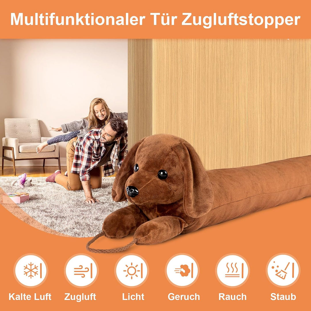 Zugluftstopper für Türen, 92cm Schwerer Türzugstopper Zugluftstopper für Fenster Dachshund unter der