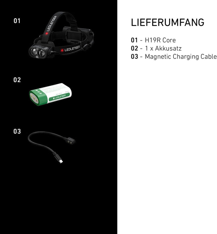 Ledlenser H19R Core Stirnlampe LED, 3500 Lumen, aufladbarer Lithium Akku, mit Rotlicht, wasserdicht