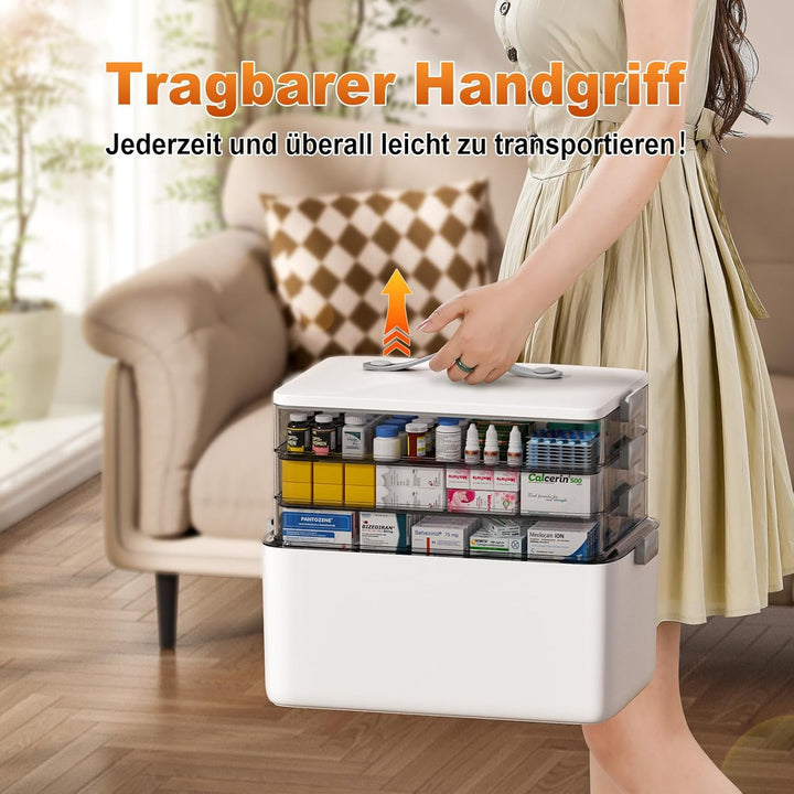 MOPUP vierlagige Medikamentenaufbewahrungsbox, 37x23x32 cm, mit Tragegriff, multifunktionaler Medika