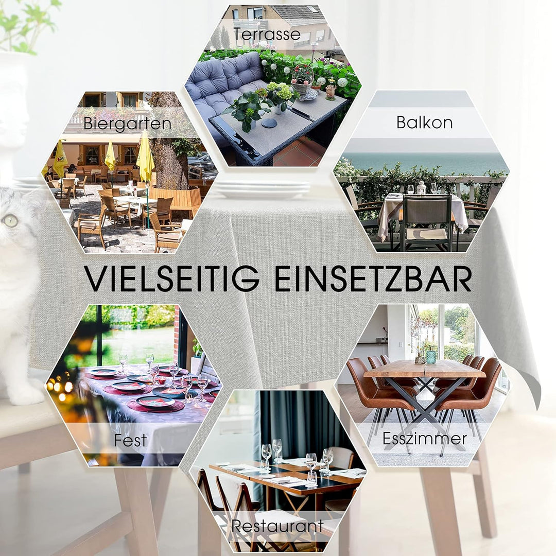 Tischdecke Outdoor Garten Tischdecken Wasserabweisend Lotuseffekt Tischdeko Abwaschbar Leinen Optik