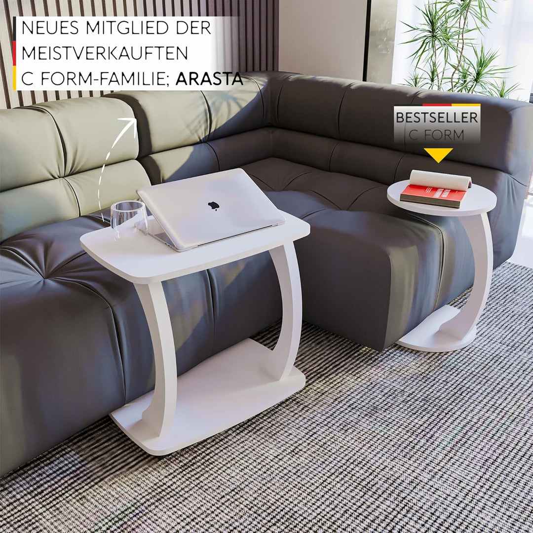 Beistelltisch Couch, mit Rollen, Laptoptisch für Couch, kleiner Wohnzimmertisch, Sofatisch in stylis