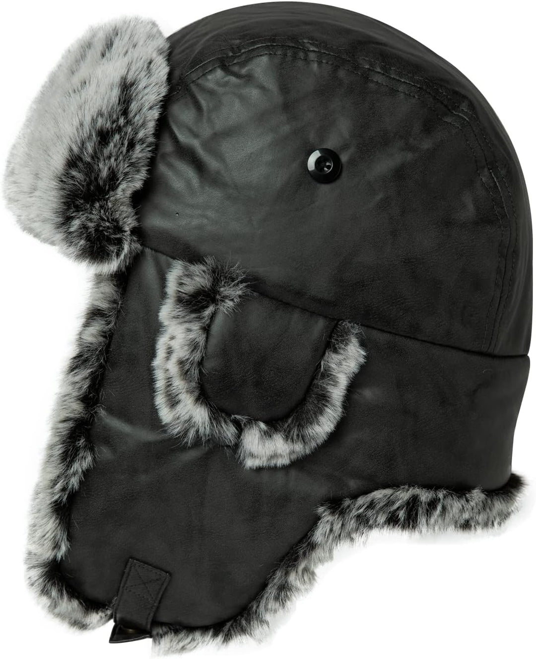 Comhats Winter Trapper-Hut Kunstleder Aviator Pilotenmütze Herren Damen Warm Gefütterte Kunstpelz-Hu