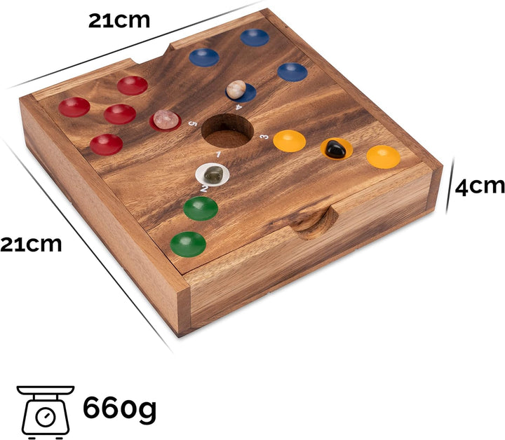 LOGOPLAY Big Hole - Würfelspiel - Gesellschaftsspiel - Brettspiel aus Holz mit Edelsteinen